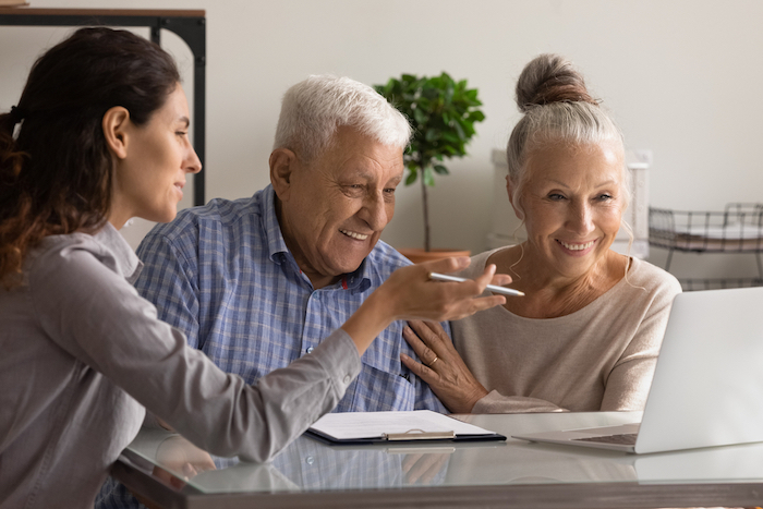 elderly couple applying for mortgage