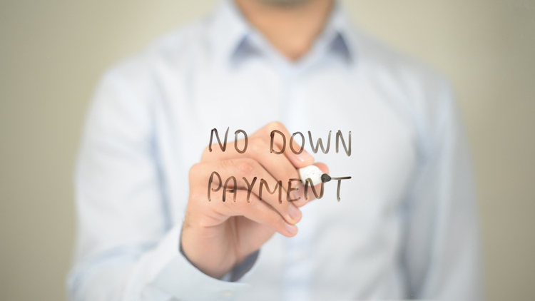 no down payment man writing on clear screen