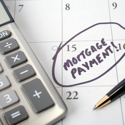 mortgage payment written on a calendar date