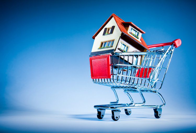 house-shopping-cart-on-blue-background