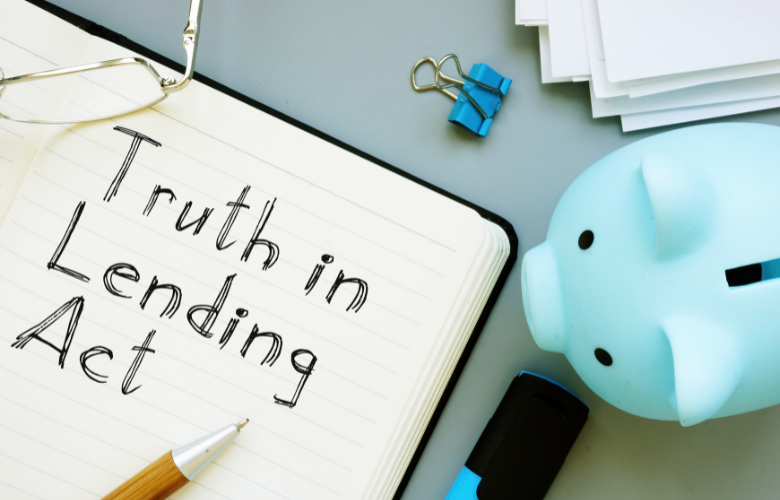 Truth in lending act written in a book